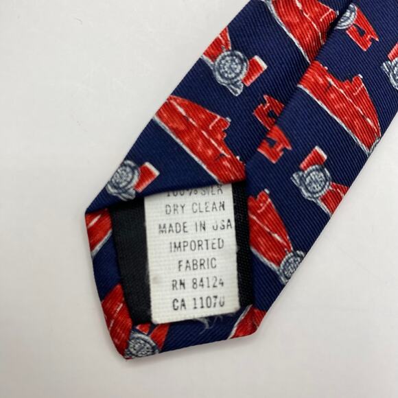 Vintage RM Style Race Cars Men's Silk Repp Tie Necktie Red Classic Made in USA - Picture 5 of 5